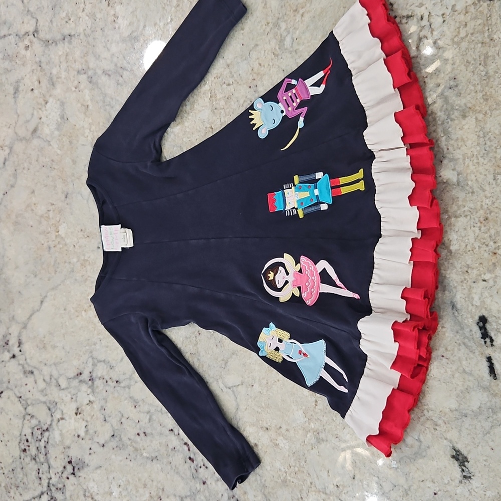 Lemon Loves Lime Navy Dress with Nutcracker Applique, Holiday Christmas Festive